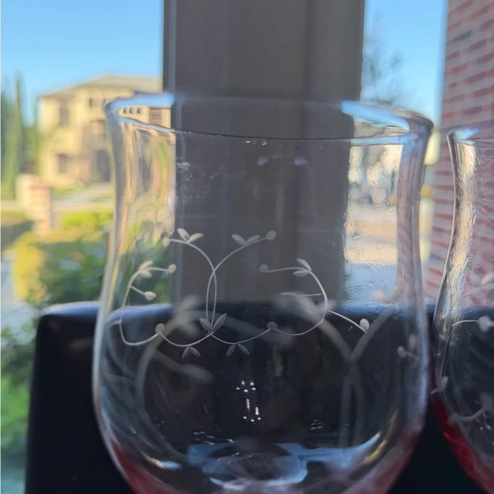 Vintage Lenox Heather Pink Tulip wine Crystal glasses- Set of 2✨Rare find - Picture 4 of 7